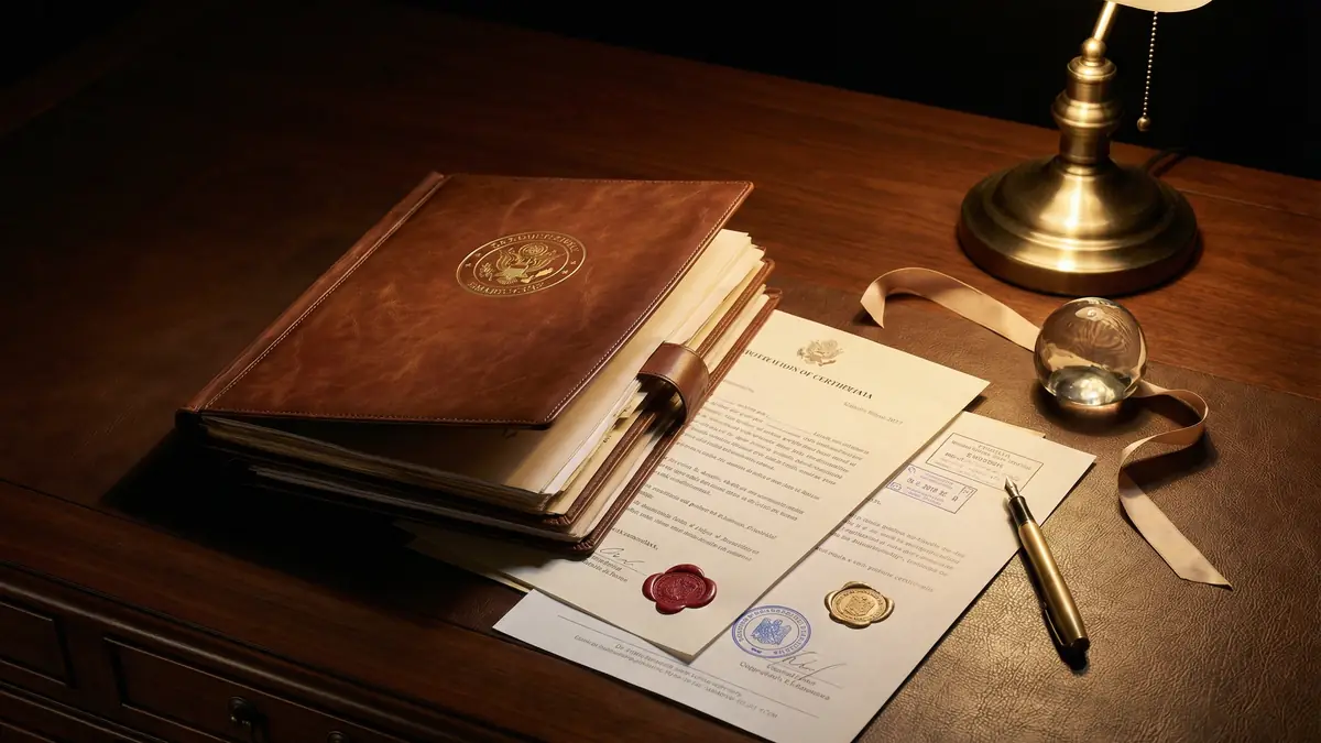 Documents d'entreprise et d'exportation préparés pour une authentification internationale